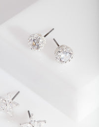 Silver Cubic Zirconia 2 Pack Stud Earring - link has visual effect only