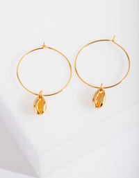 Gold Plated Sterling Silver Shell Charm Hoop Earrings - link has visual effect only