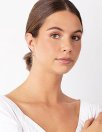 Gold Plated Sterling Silver Lightening Bolt Charm Hoop Earrings - link has visual effect only