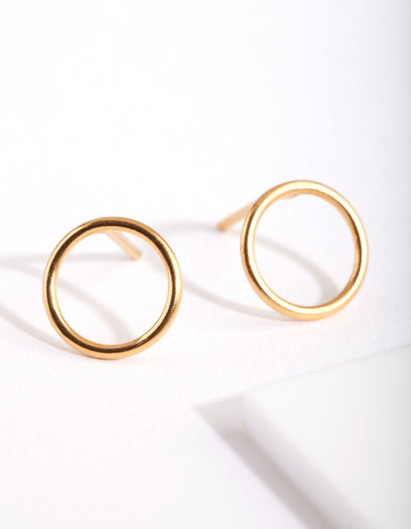 Gold Plated Sterling Silver Open Circle Stud Earrings