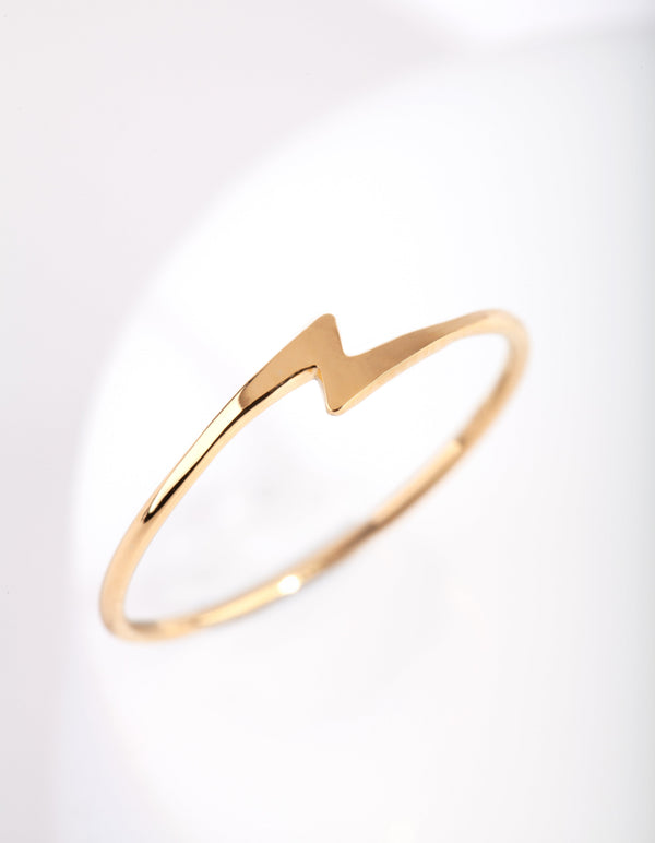 Gold Plated Sterling Silver Lightening Bolt Ring