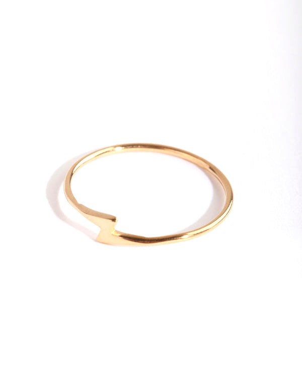 Gold Plated Sterling Silver Lightening Bolt Ring