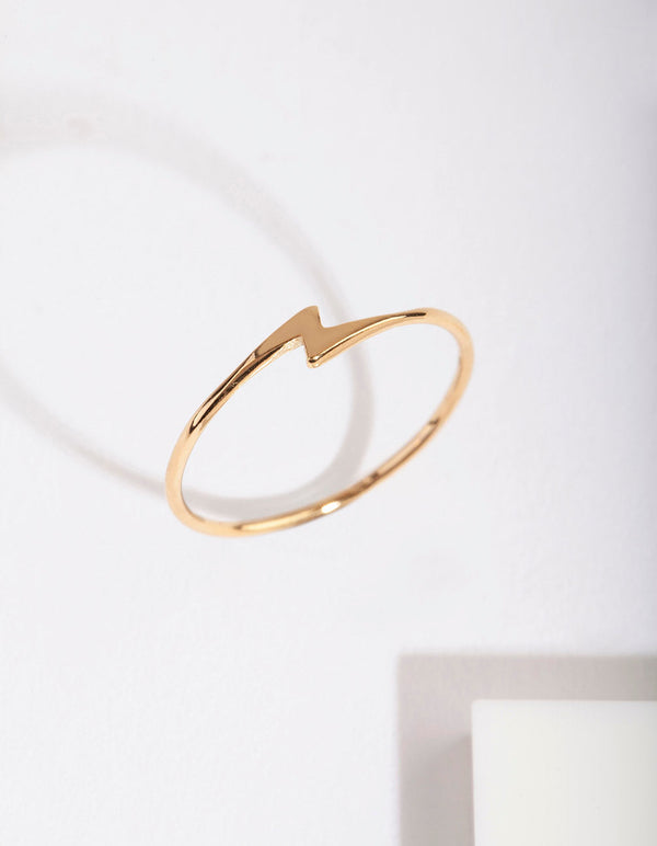 Gold Plated Sterling Silver Lightening Bolt Ring