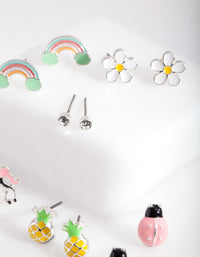 Kids Silver Fun Stud Earring 6 Pack - link has visual effect only