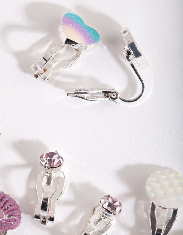 Kids Multicoloured Mermaid Clip On Earring 5 Pack