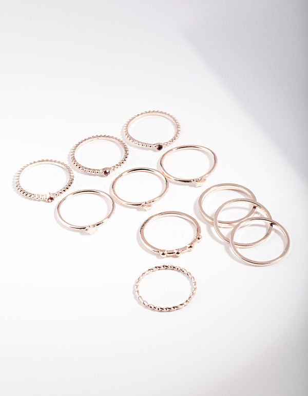 Rose Gold Purple Gem Ring Pack