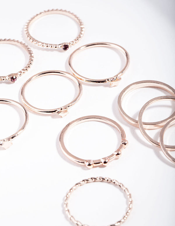 Rose Gold Purple Gem Ring Pack