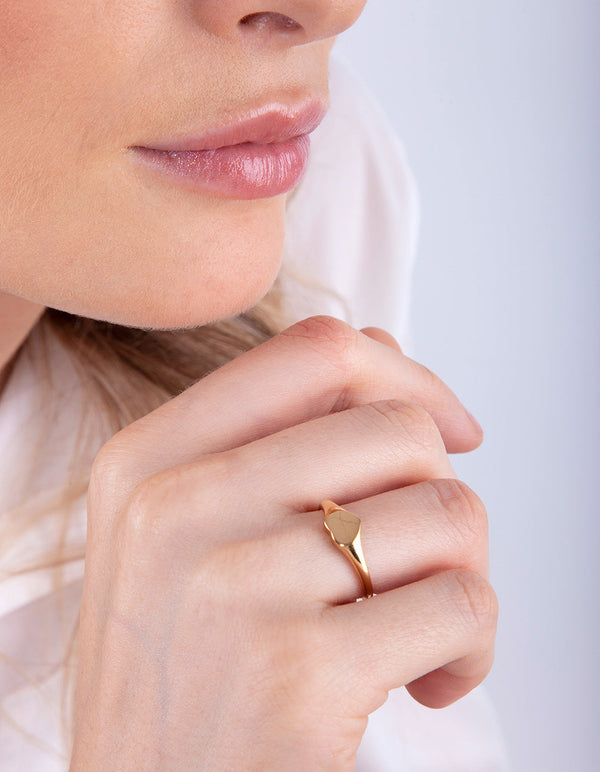 Gold Plated Sterling Silver Heart Signet Ring