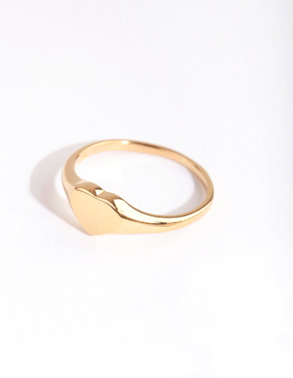 Gold Plated Sterling Silver Heart Signet Ring