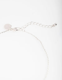Silver Diamond Simulant Circular Stone Pendant Necklace - link has visual effect only