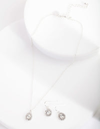 Diamond Simulant Teardrop Earrings and Necklace Set - link has visual effect only
