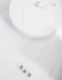 Blue Diamond Simulant Teardrop Earrings and Necklace Set - link has visual effect only