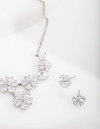 Diamond Simulant Floral Diamante Necklace Earrings Set - link has visual effect only