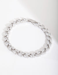 Rhodium Diamond Simulant Petal Row Bracelet - link has visual effect only