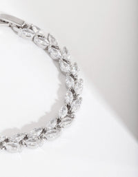 Rhodium Diamond Simulant Petal Row Bracelet - link has visual effect only