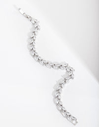 Rhodium Diamond Simulant Petal Row Bracelet - link has visual effect only