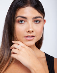 Silver Diamond Simulant Thin Ring Set - link has visual effect only