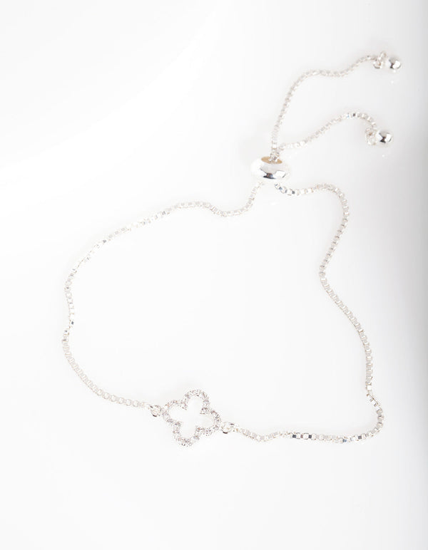 Cubic Zirconia Clover Toggle Bracelet