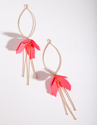 Fluorescent Pink Coated Metal Flower Drop Earrings - link has visual effect only