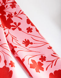 Red and Blush Floral Fabric Bandana Hair Scarf - link has visual effect only