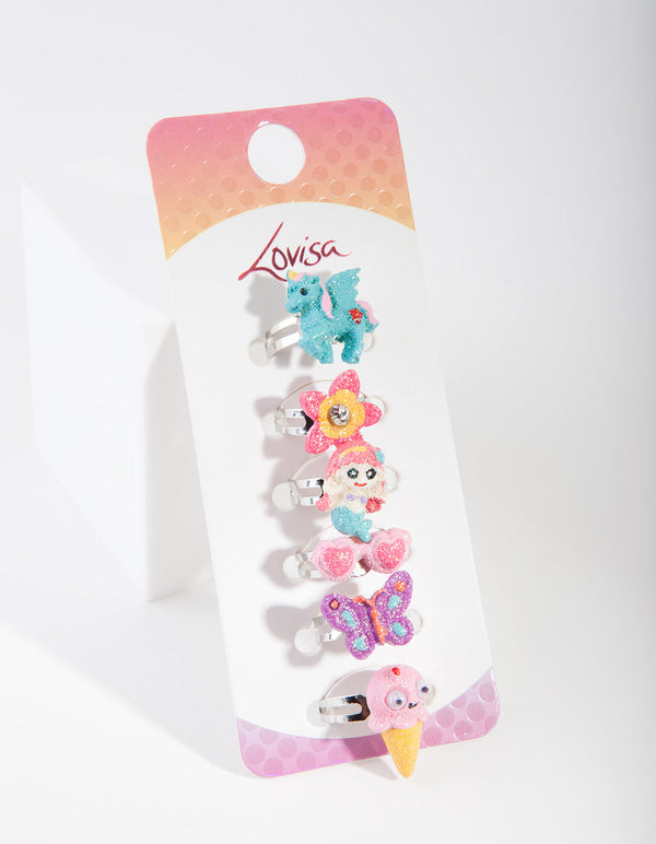 Kids Silver Mermaid and Unicorn Ring 6 Pack