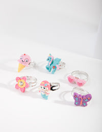 Kids Silver Mermaid and Unicorn Ring 6 Pack - link has visual effect only