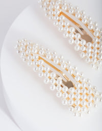 Kids Gold Pearl Triangle Hair Clip Duo - link has visual effect only