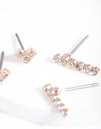 Rose Gold Geometric Heart Stick Stud 2 Pack - link has visual effect only