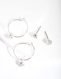 Silver Diamante Hoop Earrings Set - link has visual effect only
