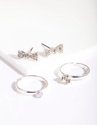 Silver Diamante Bow Earring Ring Pack - link has visual effect only