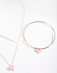 Kids Rose Gold Pink Unicorn Charm Necklace Bangle Pack - link has visual effect only