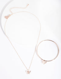 Kids Rose Gold Butterfly Necklace Bangle Pack - link has visual effect only