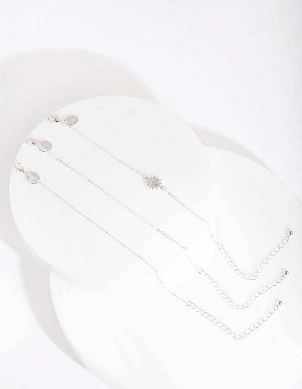 Silver Diamante Sun Bracelet 3 Pack