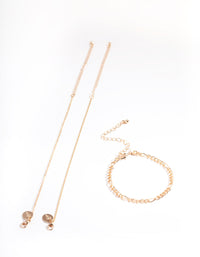 Gold Multi Chain Bracelet 3 Pack - link has visual effect only