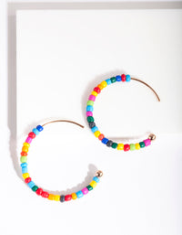 Gold Multicoloured Bead Hoop Earrings - link has visual effect only