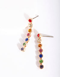 Multicoloured Diamante Stick Drop Earrings - link has visual effect only