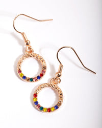 Gold Multicoloured Diamante Open Circle Drop Earrings - link has visual effect only