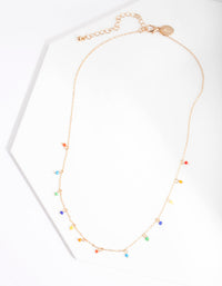 Gold Multicoloured Bead Necklace - link has visual effect only