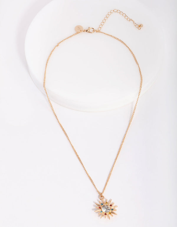 Gold Diamante Sun Necklace