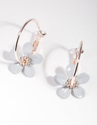 Rose Gold Grey Flower Hoop Earrings - link has visual effect only