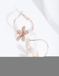 Rose Gold Cream Flower Hoop Earrings - link has visual effect only
