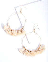 Rose Gold Neutral Mini Tassel Hoop Earrings - link has visual effect only