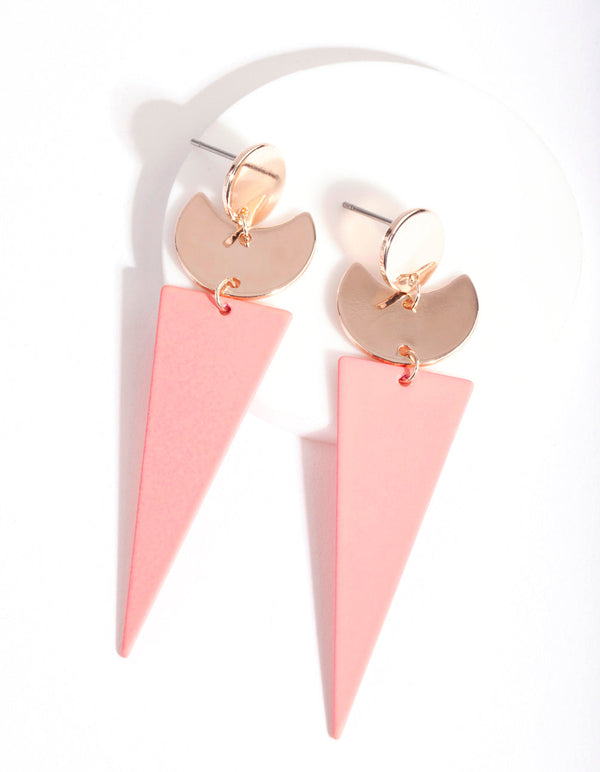 Pink Triangle Drop Earrings