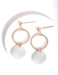 Rose Gold Grey Disc Drop Earrings - link has visual effect only