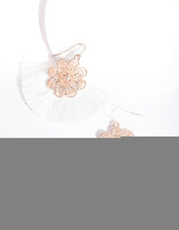 Rose Gold White Fan Tassel Earrings - link has visual effect only