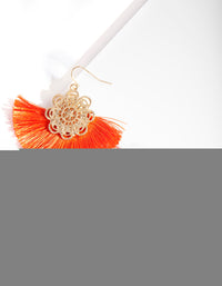 Orange Fan Tassel Earrings - link has visual effect only