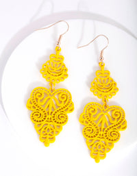 Yellow Large Filigree Drop Earrings - link has visual effect only