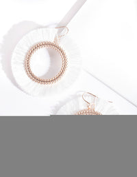 White Circle Tassel Earrings - link has visual effect only