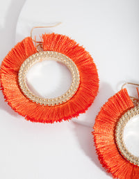 Orange Gold Tassel Circle Earrings - link has visual effect only