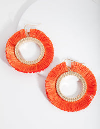 Orange Gold Tassel Circle Earrings - link has visual effect only
